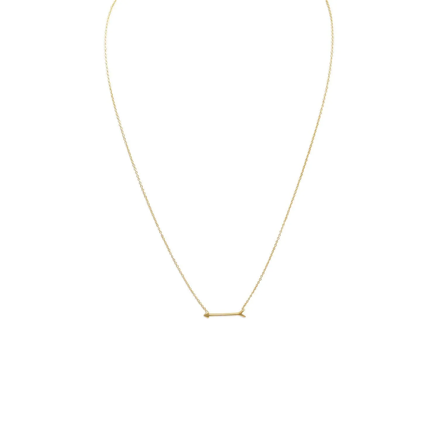 16"   2" 14 Karat Gold Plated Arrow Design Necklace
