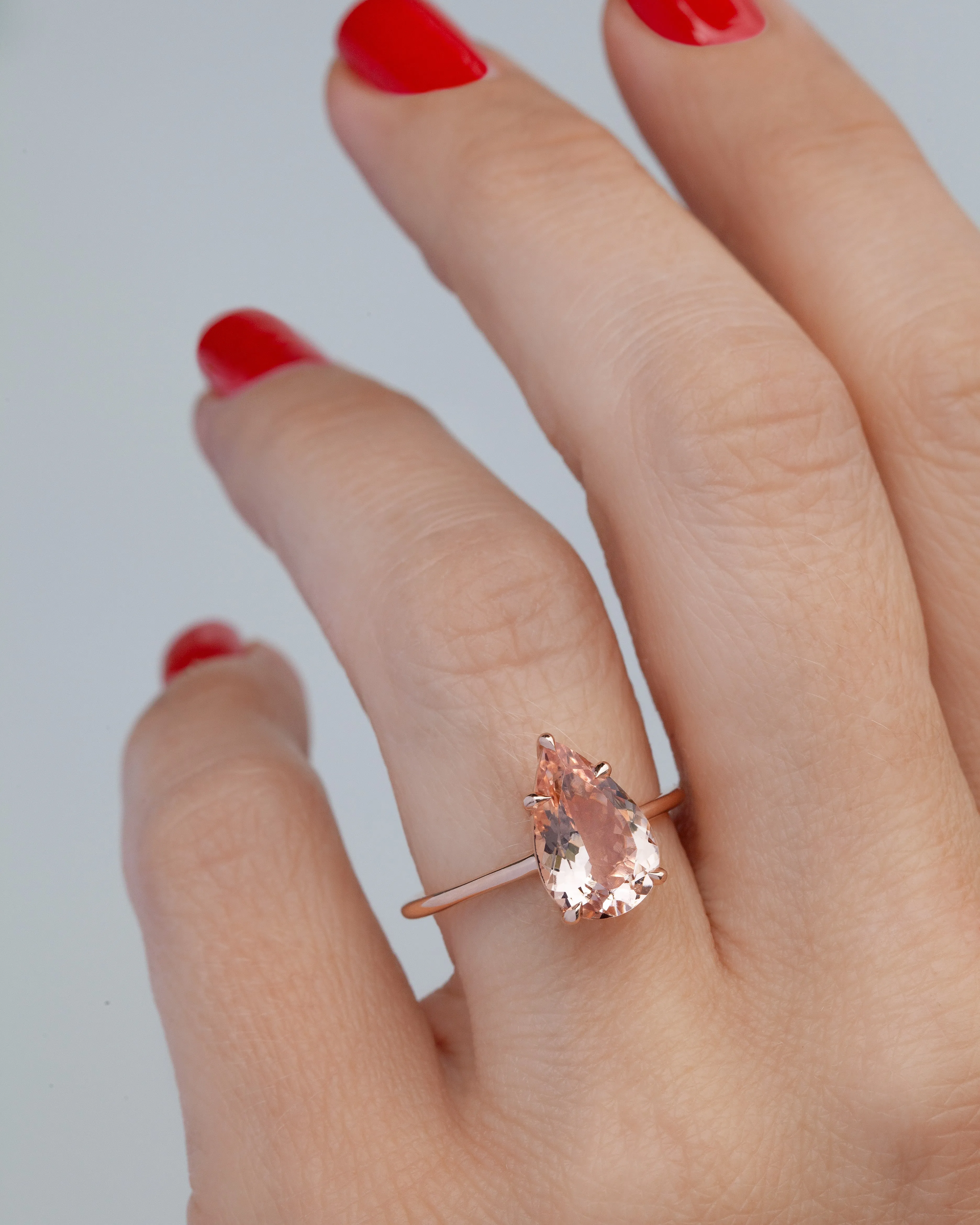 2.46-Carat Pear Morganite Solitaire Ring