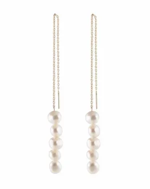 5 5 Pearl Gold Plated Earrings w. Pearl
