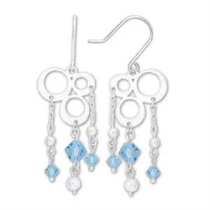 53903 - High-Polished 925 Sterling Silver Earrings with Synthetic Spinel in Sea Blue