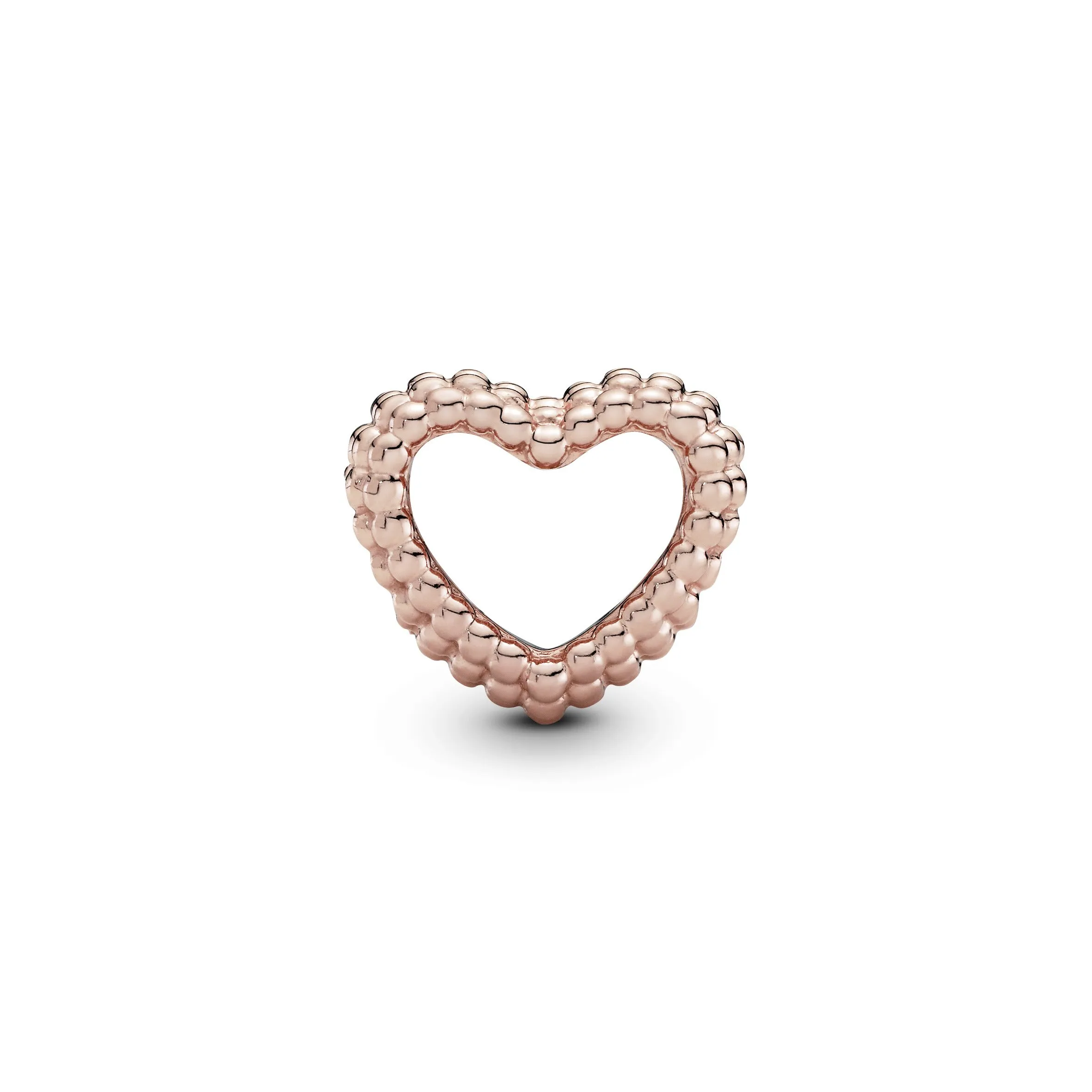 Beaded heart 14k Rose Gold-plated charm