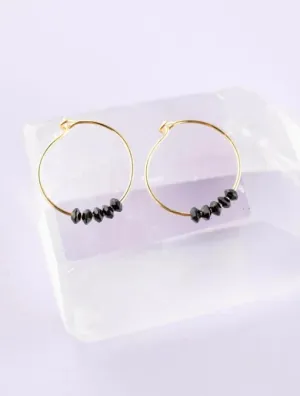 Believe Black Spinel Hoop Earrings