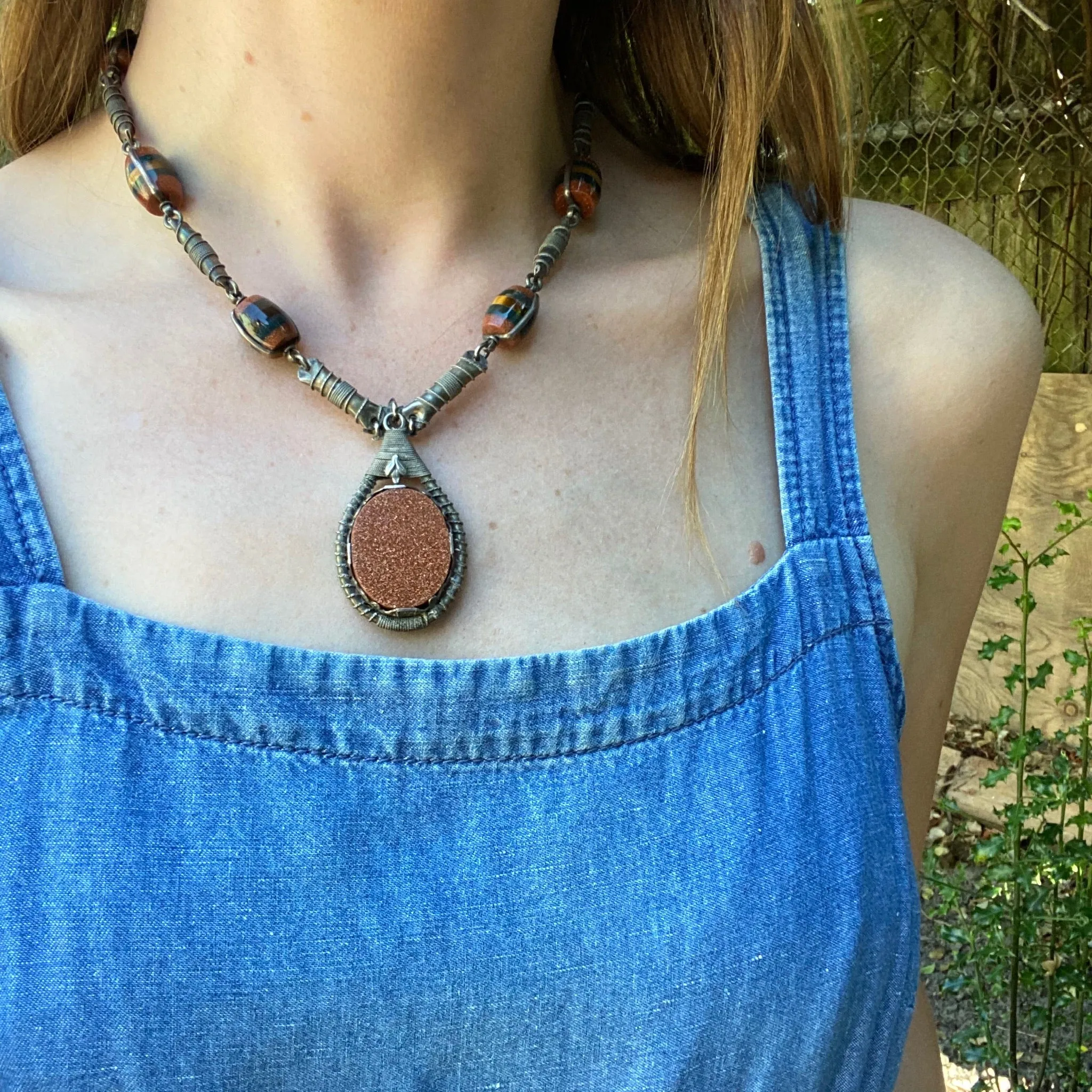 Best Beads Ever Goldstone & Silver Necklace