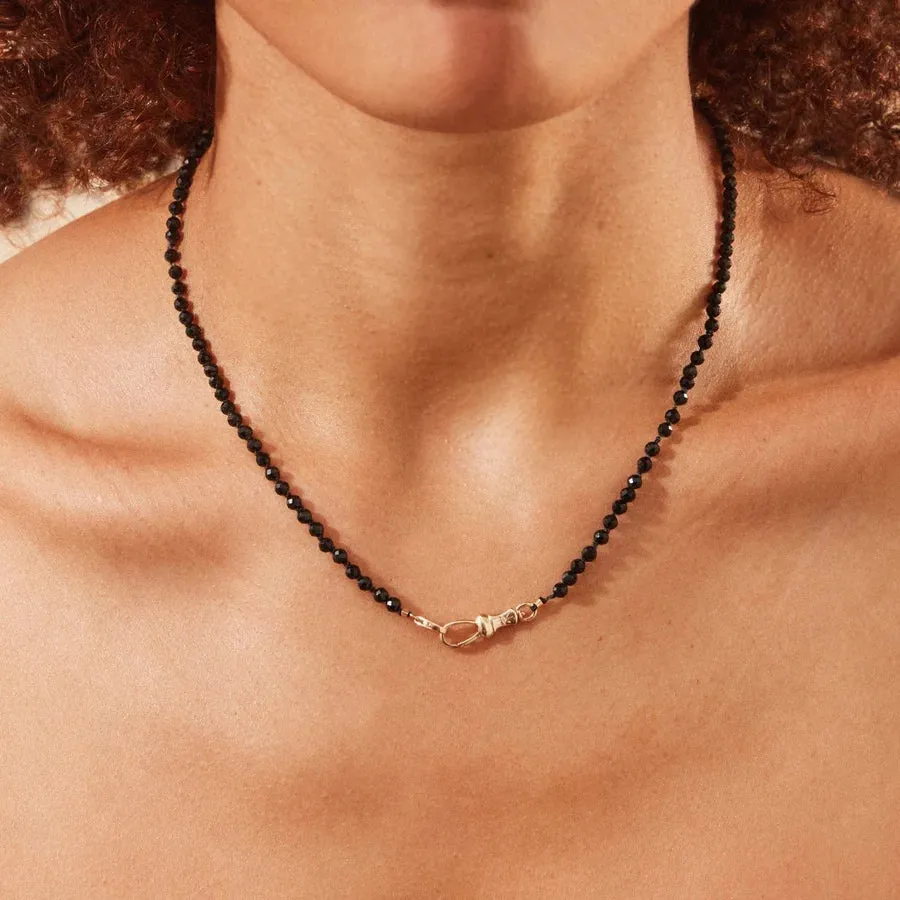 Black Spinel Beaded Mood Necklace (10K Gold)