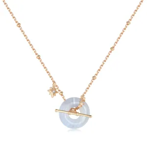 Blue Lace Agate Gold Disc Necklace - Universe
