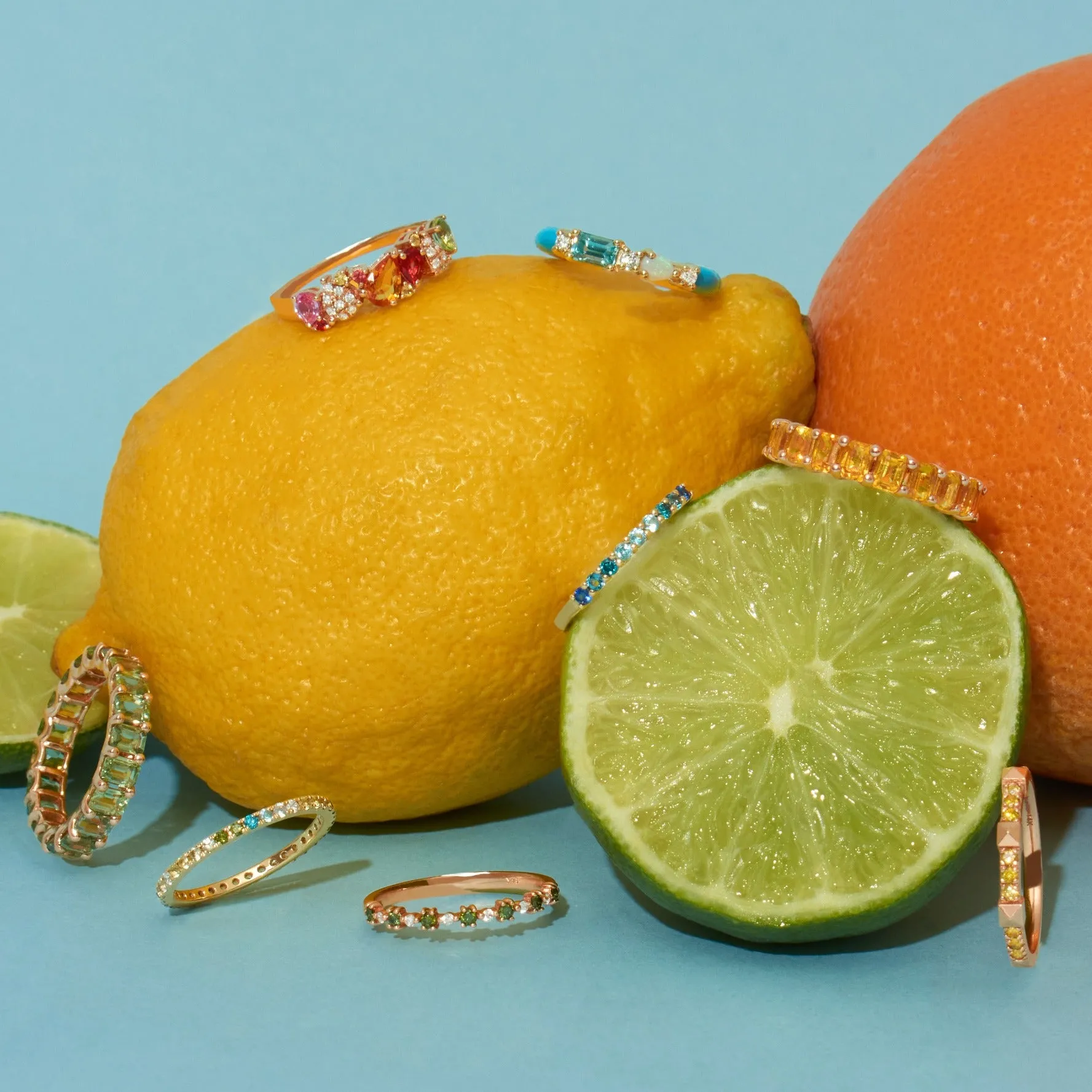 Cabochon Gemstone & Diamond 14K Enamel Ring