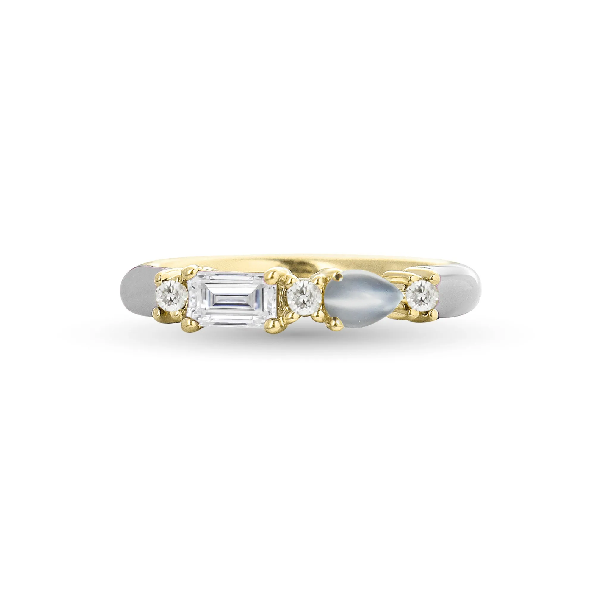 Cabochon Gemstone & Diamond 14K Enamel Ring