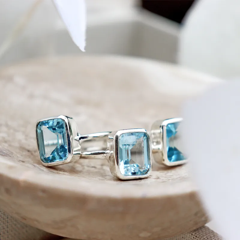 Classic Blue Topaz Gemstone Ring