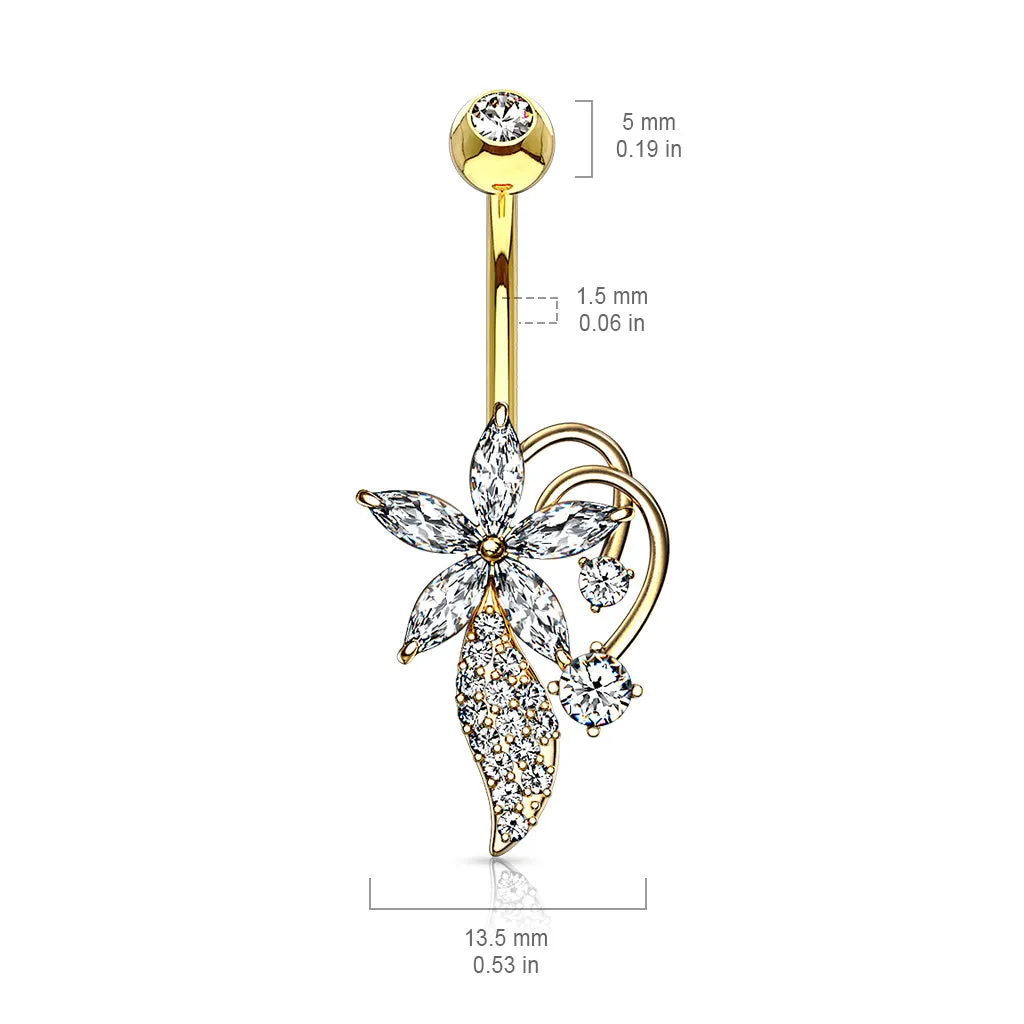 Deja Bloom Belly Ring with Rose Gold Plating