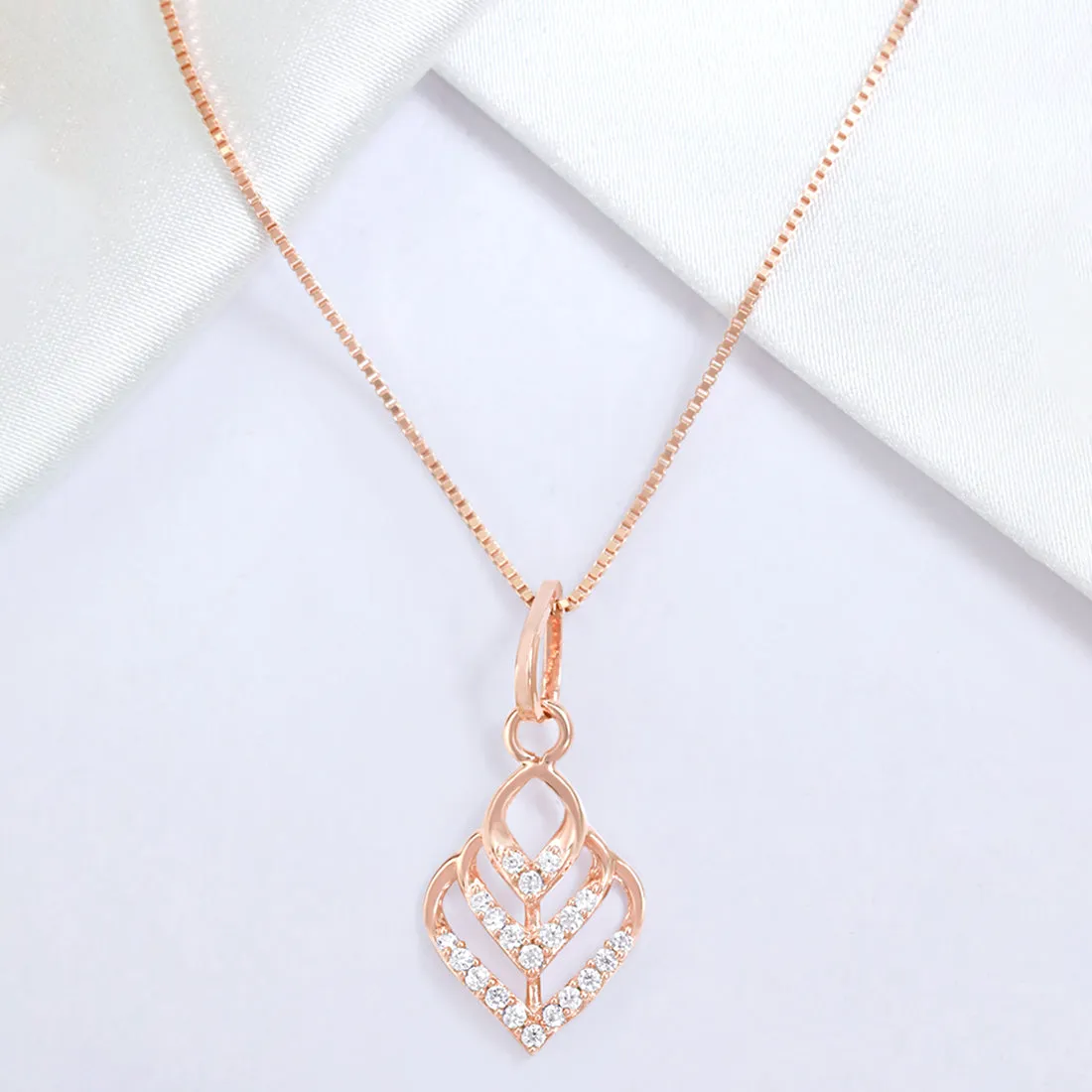 Delicate Rose Gold-Plated CZ 925 Sterling Silver Flame Pendant