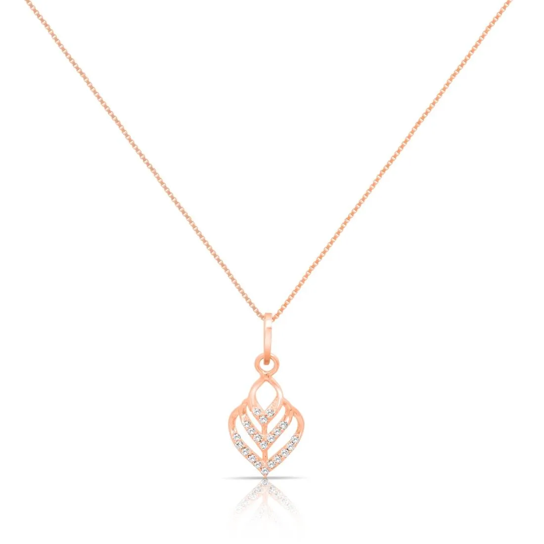 Delicate Rose Gold-Plated CZ 925 Sterling Silver Flame Pendant