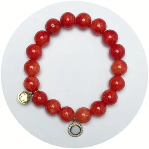 Fire Jade with Pav Opal Round Pendant
