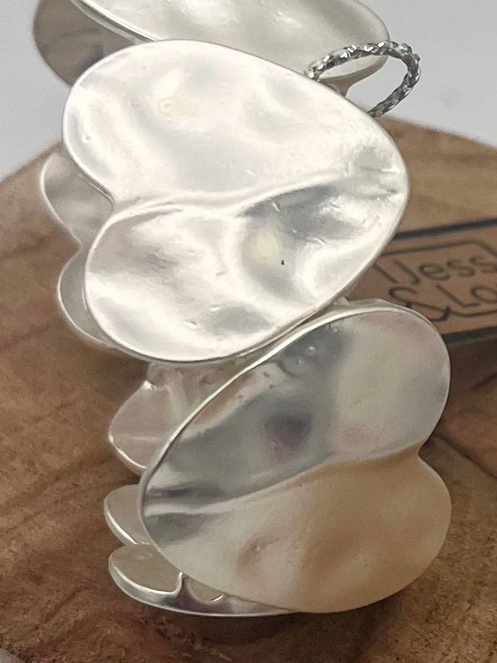 Flat Heart Necklace, Bracelet & Earrings