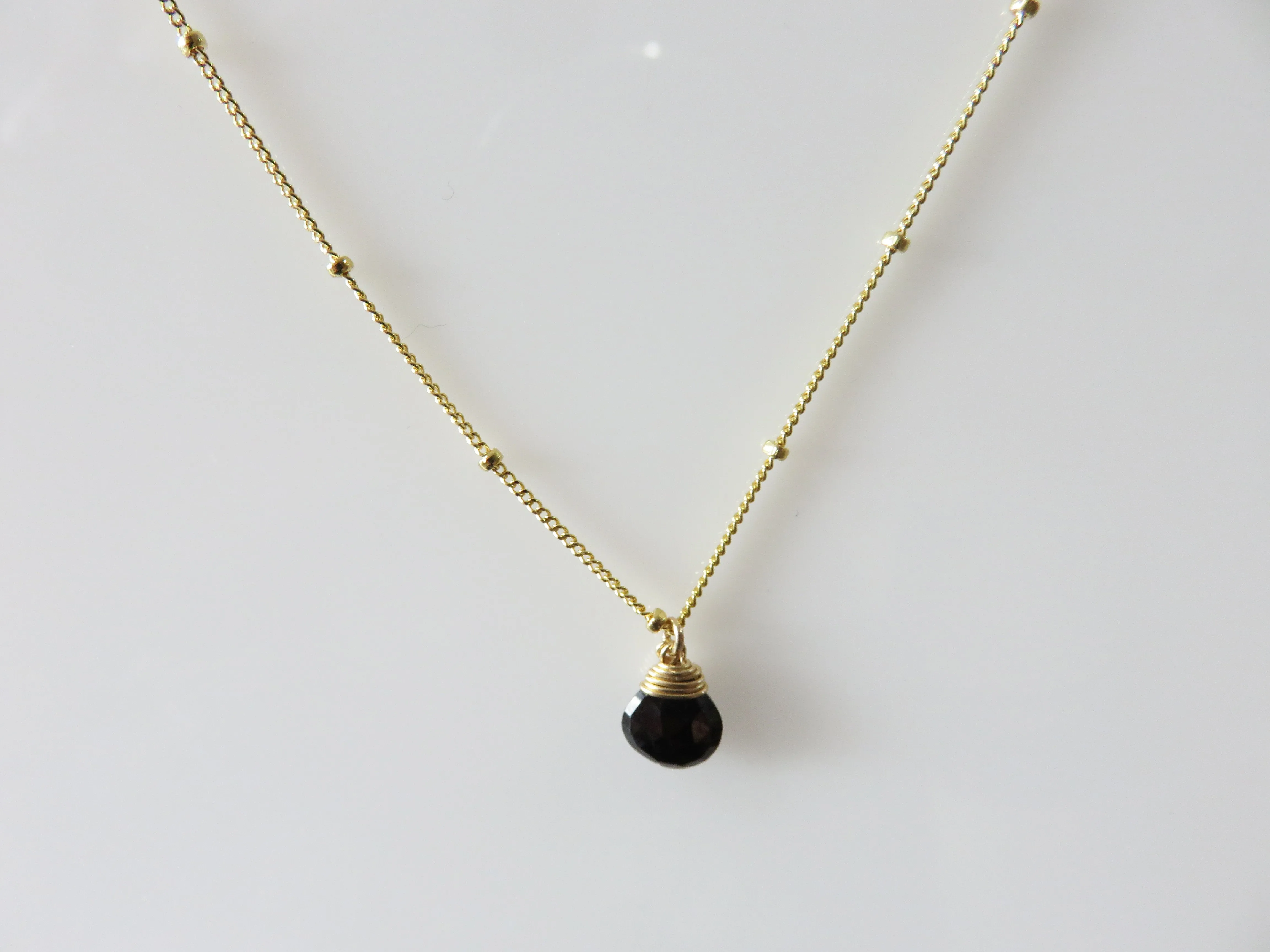 Gold Trinket Black Spinel Stone Necklace by Lotus