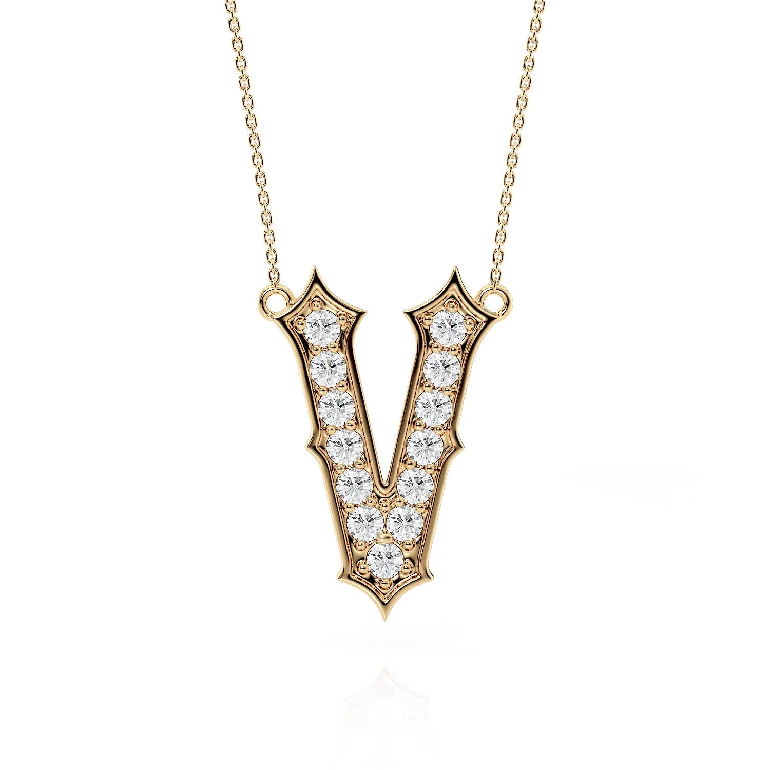 Gothic Diamond Initial Pendant