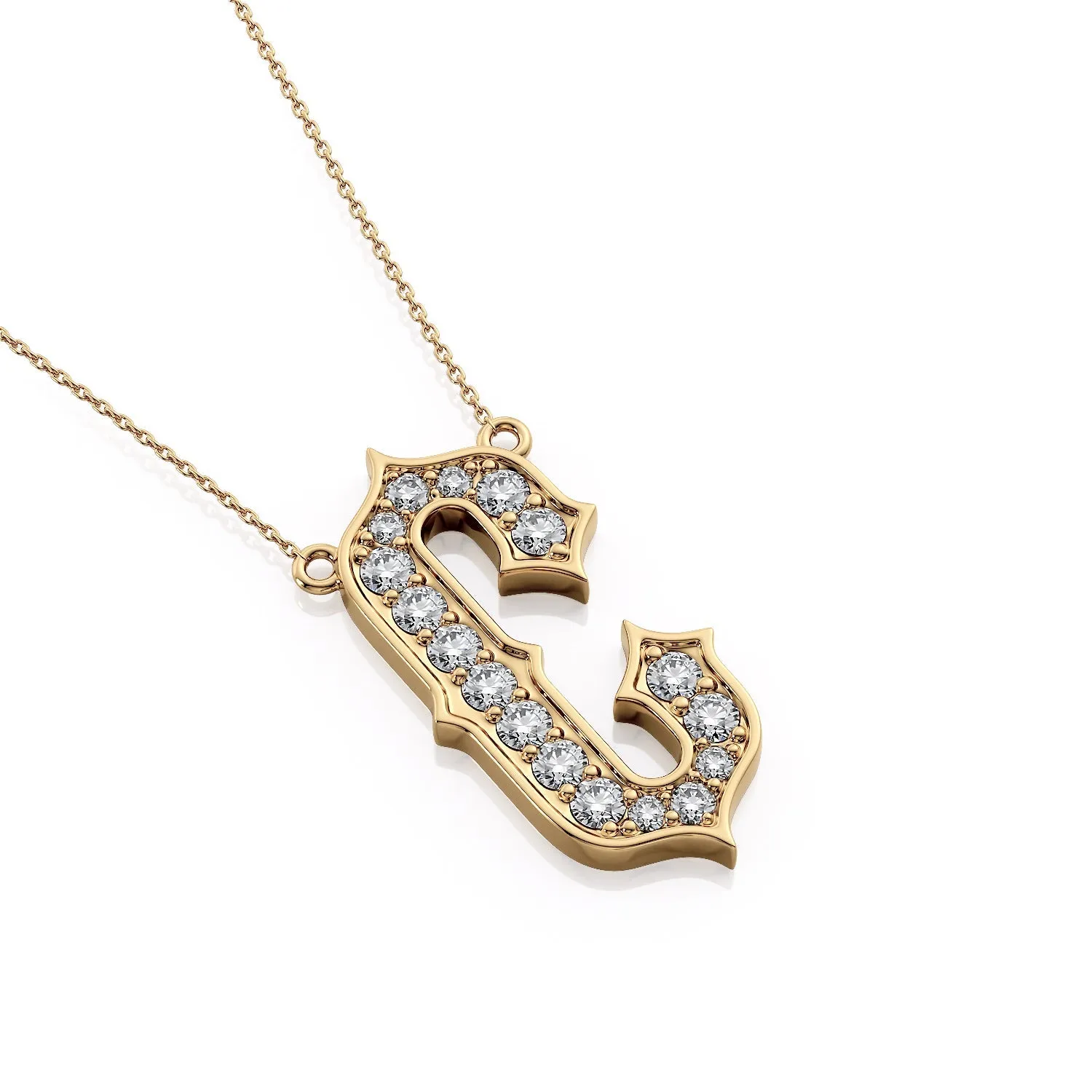 Gothic Diamond Initial Pendant