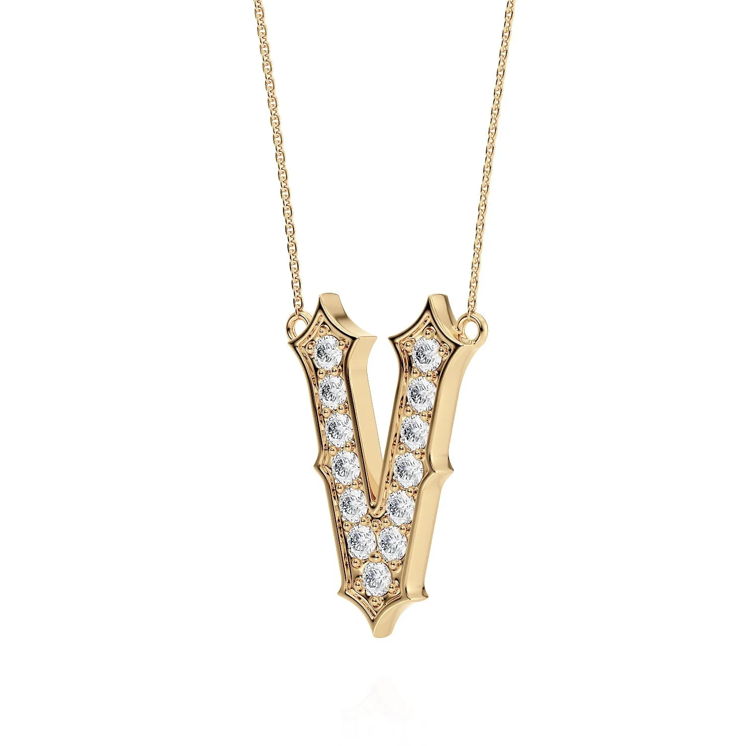 Gothic Diamond Initial Pendant