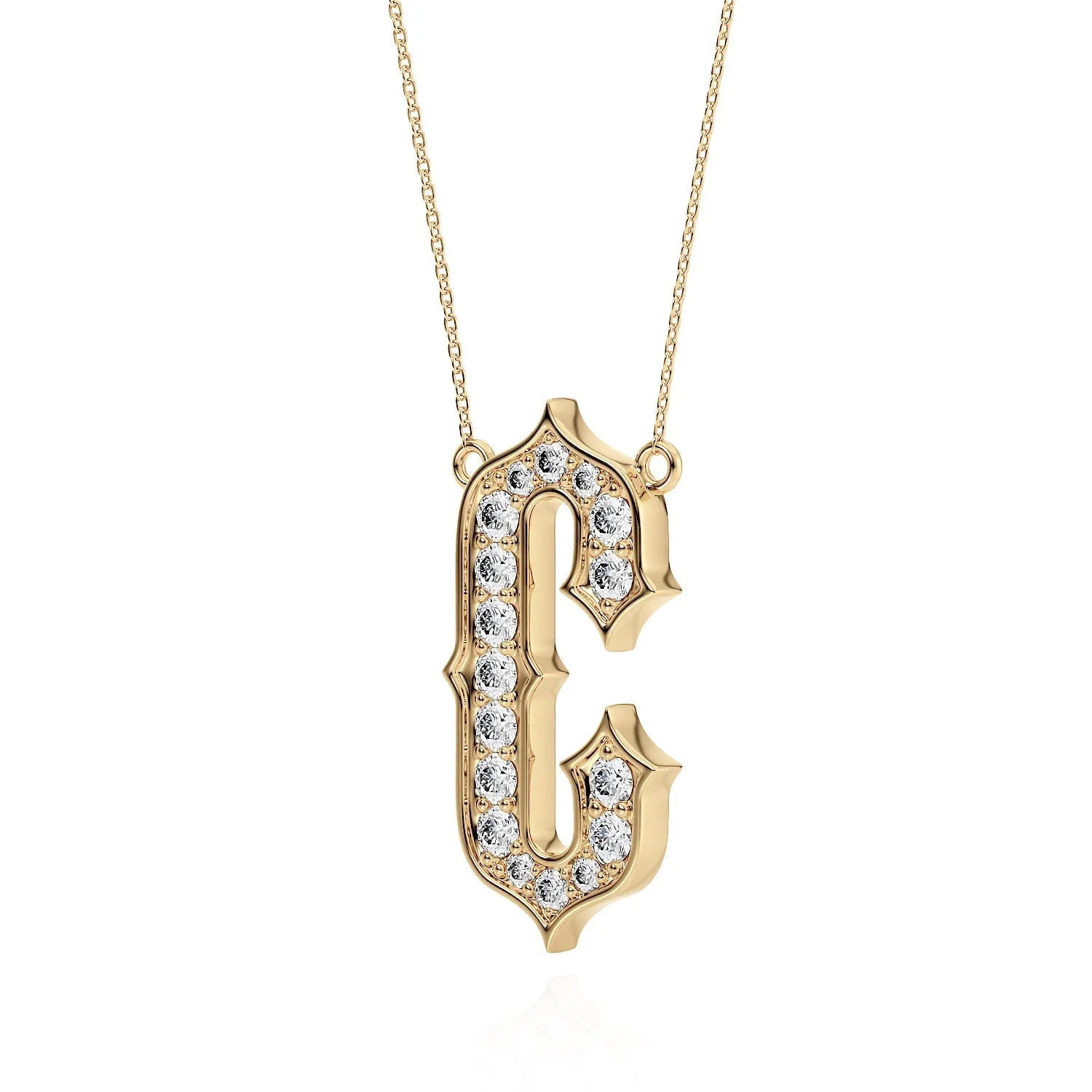 Gothic Diamond Initial Pendant