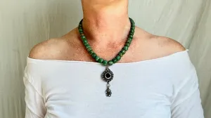 Guatemalita and Berber Silver Necklace. Jadeite. 2072