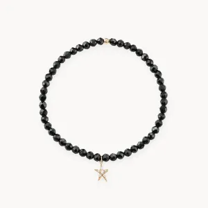 Guidance Bright Star Black Spinel Stretch Bracelet (Gold)