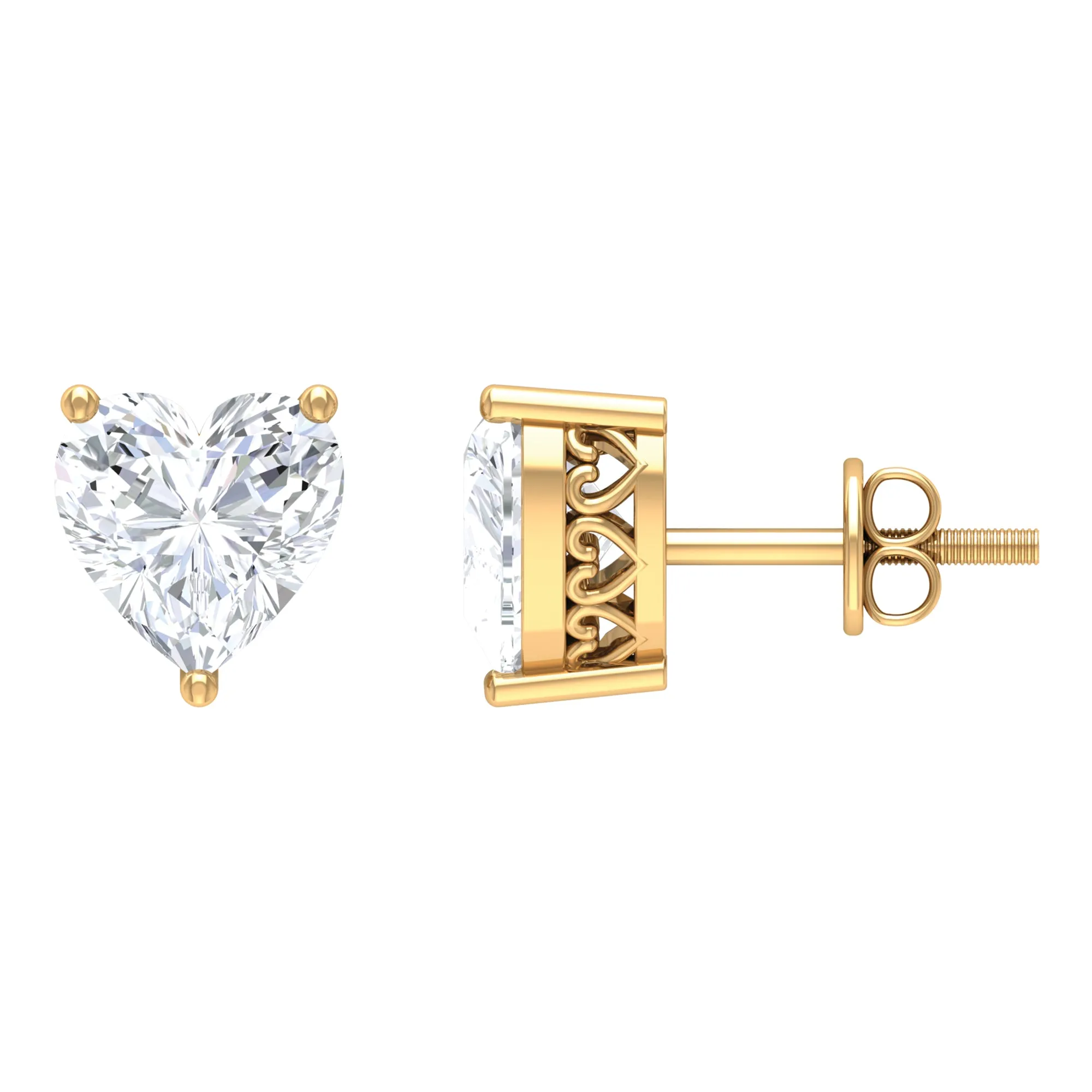 Heart Shape Cubic Zirconia Solitaire Stud Earrings