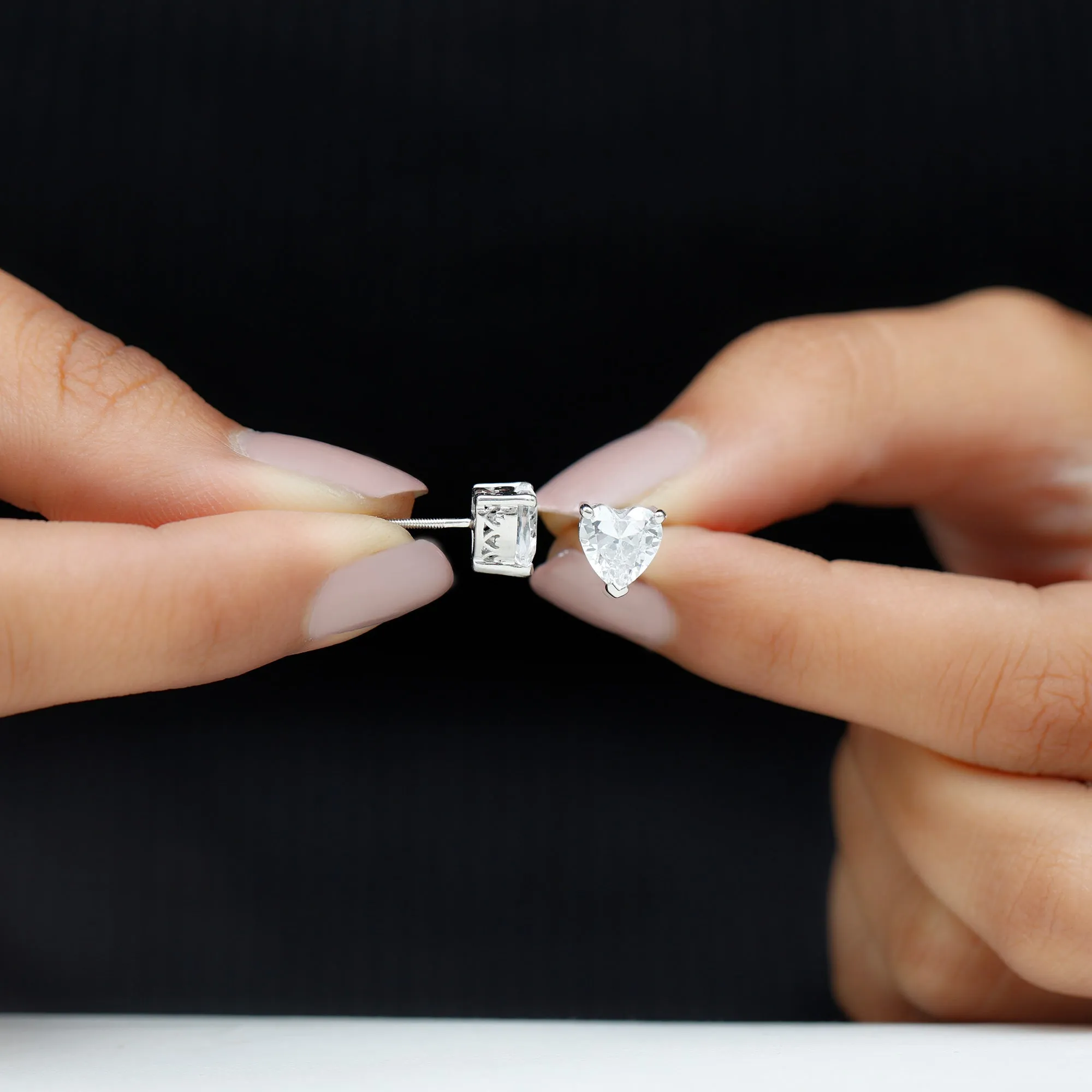 Heart Shape Cubic Zirconia Solitaire Stud Earrings