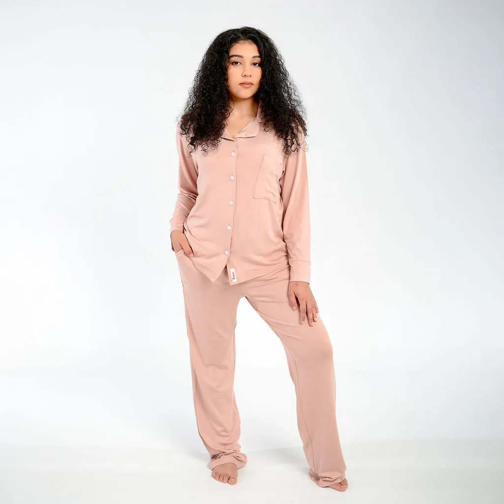 Ladies Button-Up Pajamas - Morganite