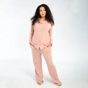 Ladies Button-Up Pajamas - Morganite