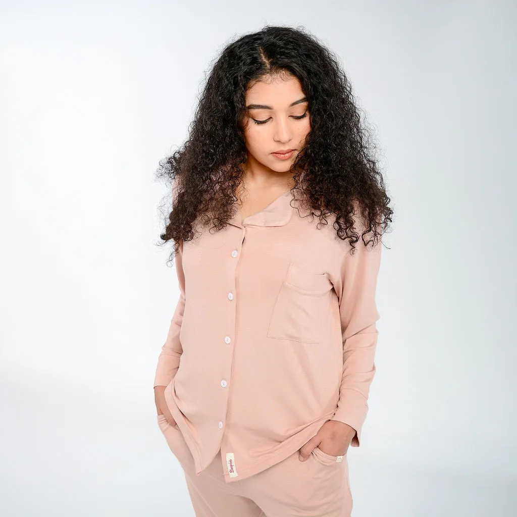 Ladies Button-Up Pajamas - Morganite
