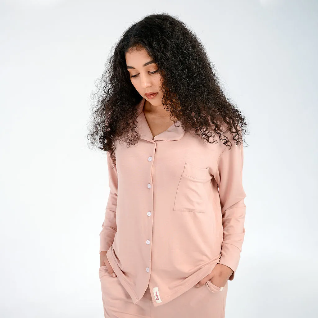 Ladies Button-Up Pajamas - Morganite
