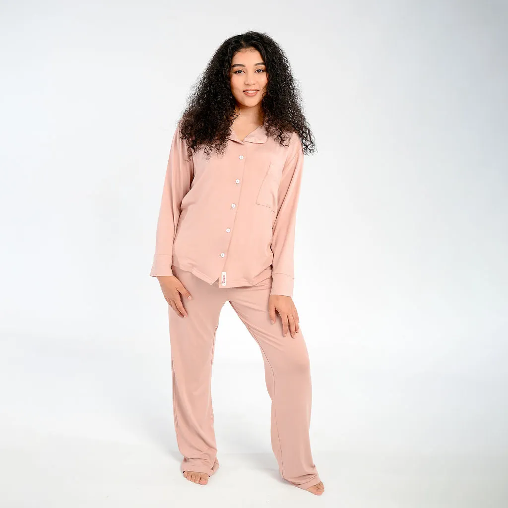 Ladies Button-Up Pajamas - Morganite