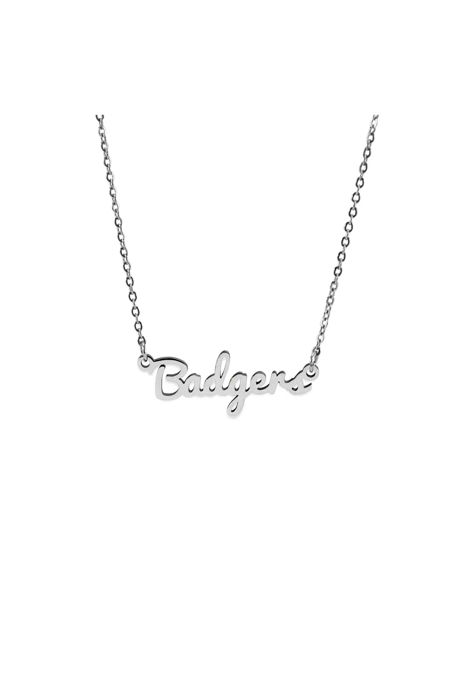 Lampasas Badgers Silver Script Necklace