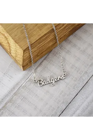 Lampasas Badgers Silver Script Necklace