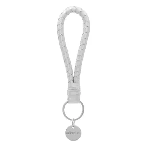 Leather keyhanger decorated with twisted detail / 15436 - Silver Metallic