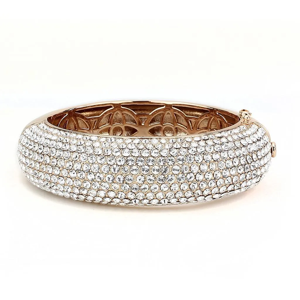 LO4269 - Rose Gold e-coating Brass Bangle with Top Grade Crystal  in Clear