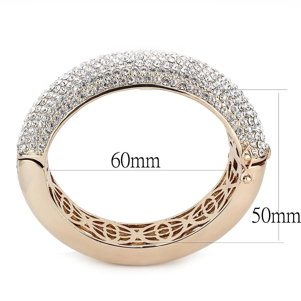 LO4269 - Rose Gold e-coating Brass Bangle with Top Grade Crystal  in Clear