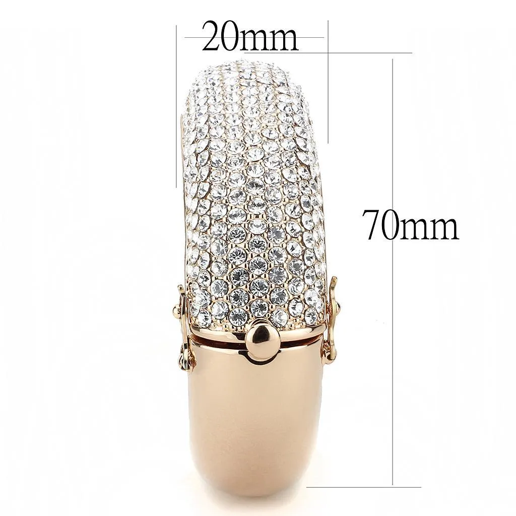 LO4269 - Rose Gold e-coating Brass Bangle with Top Grade Crystal  in Clear