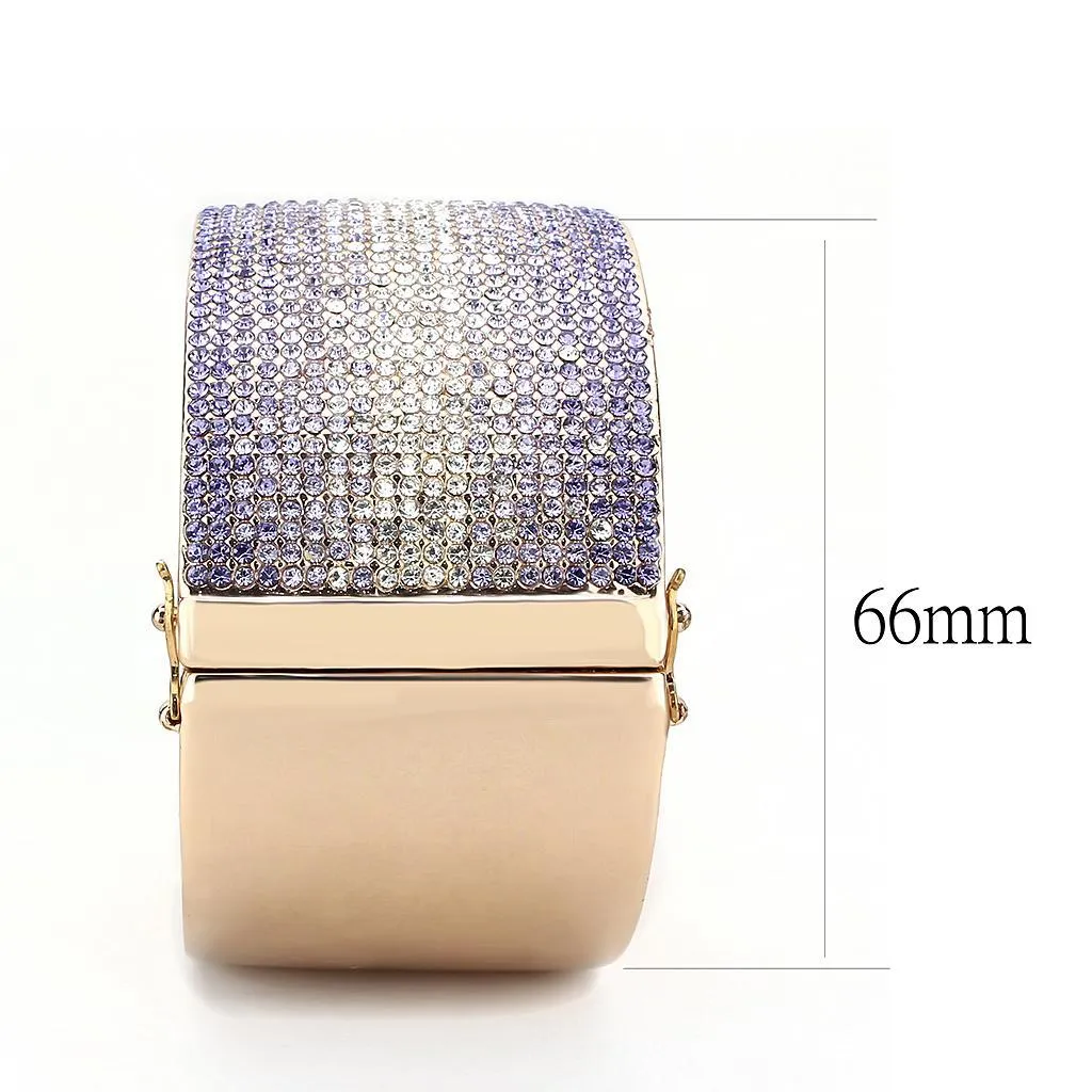 LO4279 - Rose Gold e-coating Brass Bangle with Top Grade Crystal  in Multi Color