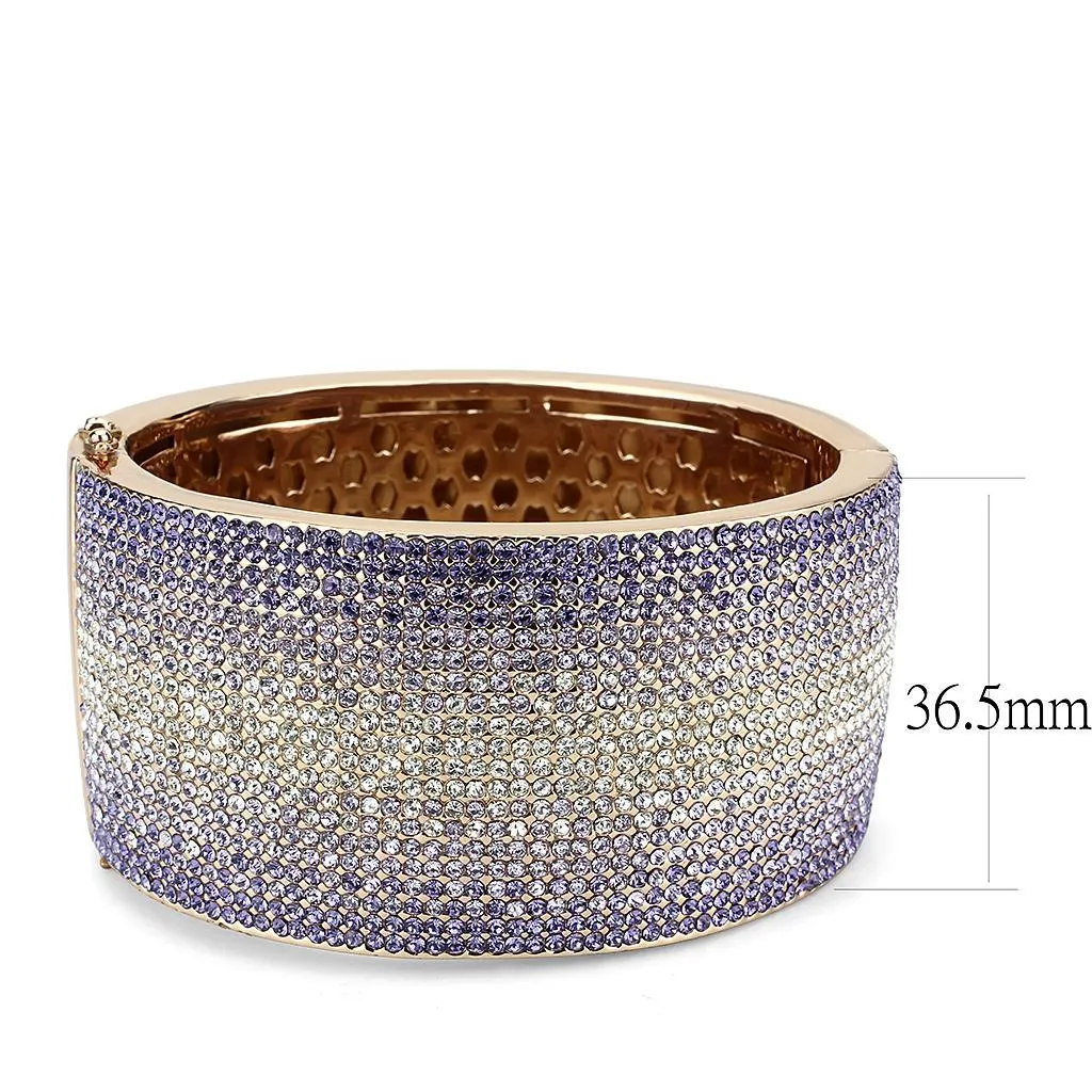 LO4279 - Rose Gold e-coating Brass Bangle with Top Grade Crystal  in Multi Color