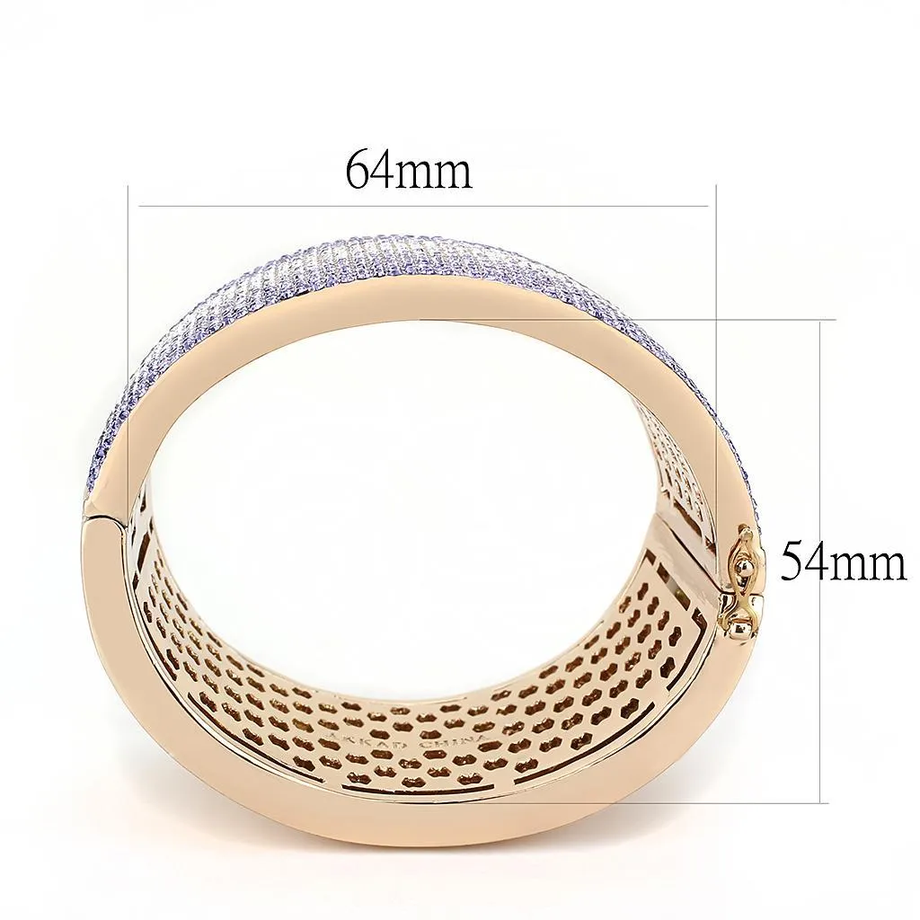 LO4279 - Rose Gold e-coating Brass Bangle with Top Grade Crystal  in Multi Color