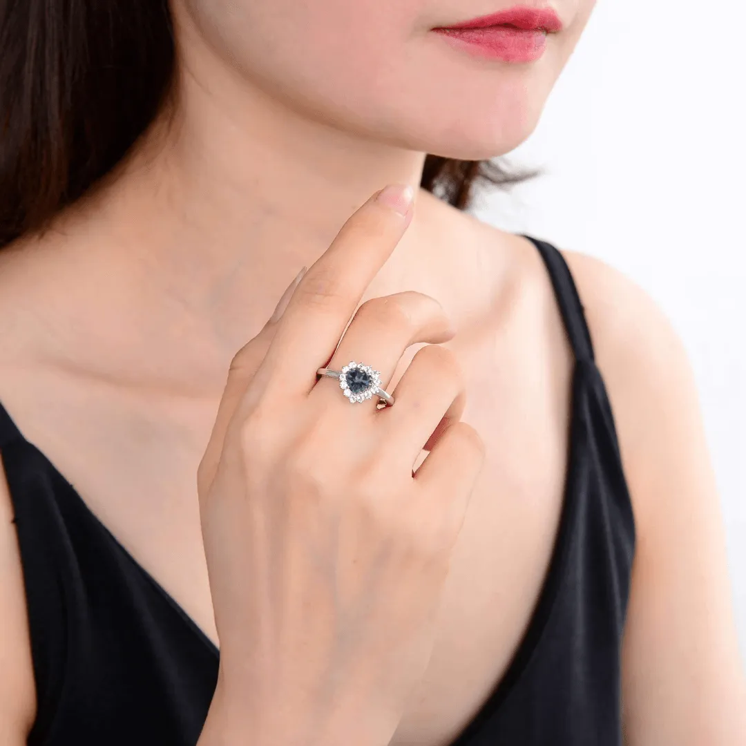 London Blue Topaz Halo Heart Ring