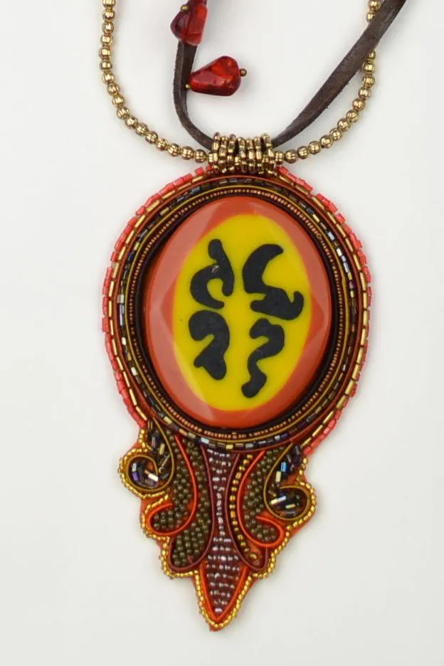 Long Beaded Orange Tribal Necklace