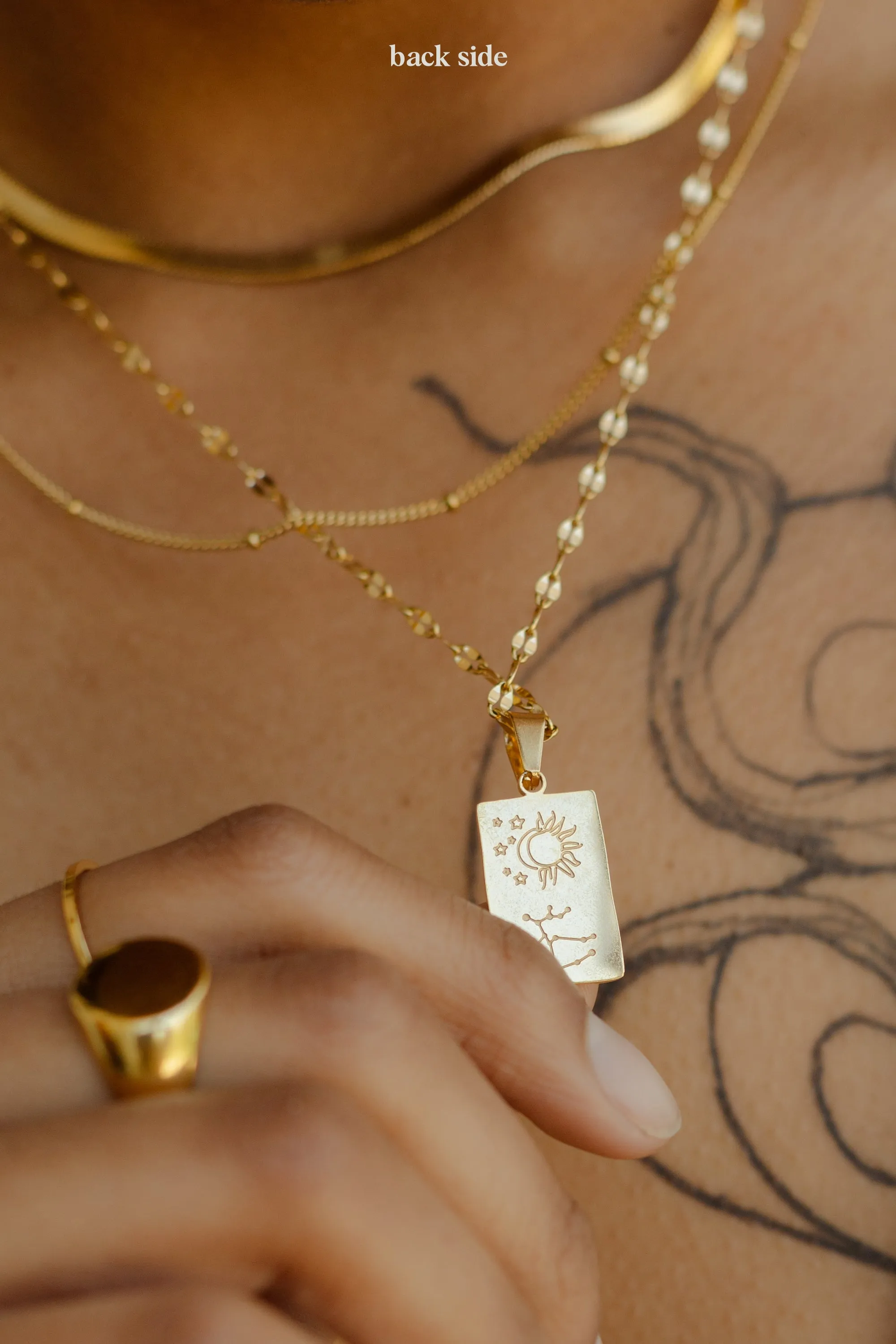 Medallion Rectangle Zodiac Necklace