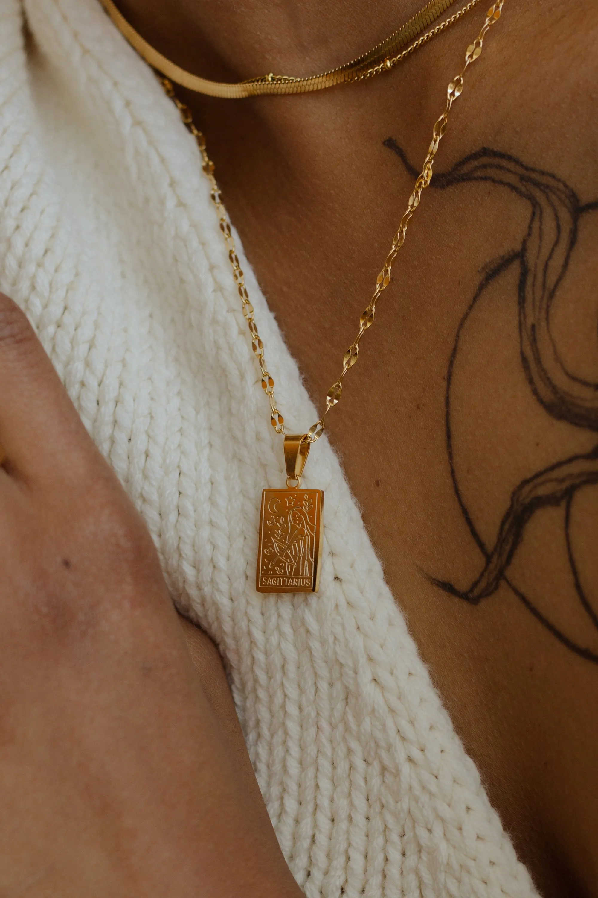 Medallion Rectangle Zodiac Necklace