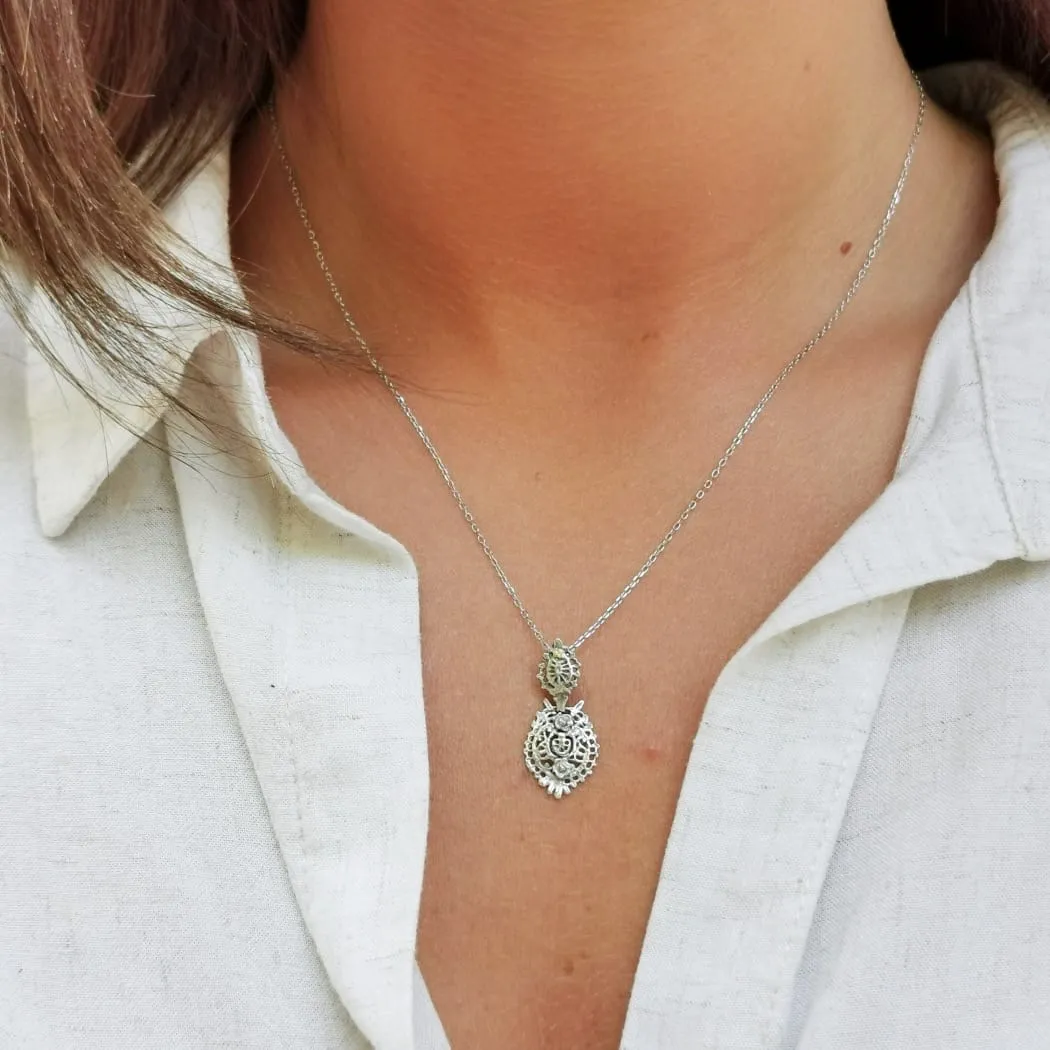 Mini Sterling Silver Filigree Queen Pendant Necklace