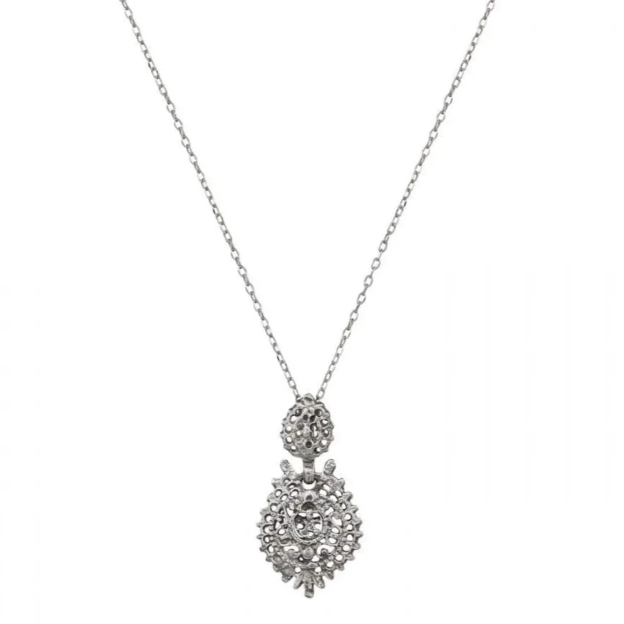 Mini Sterling Silver Filigree Queen Pendant Necklace