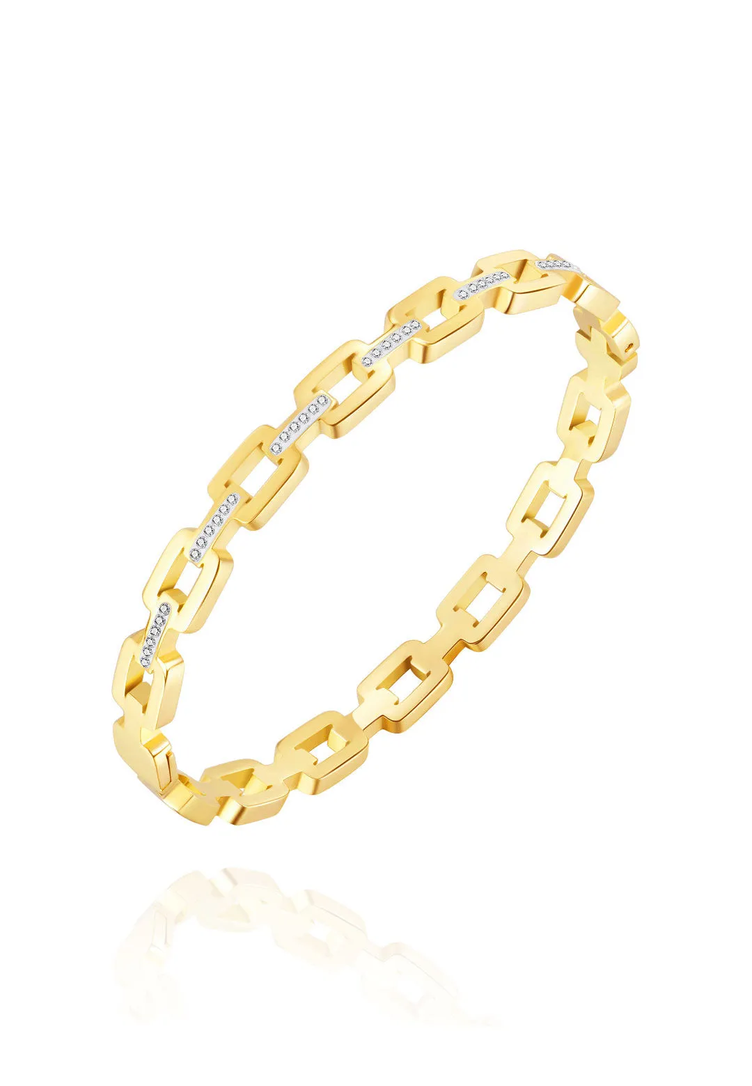 Monserrat Cubic Zirconia Link Engravable Clasped Bangle