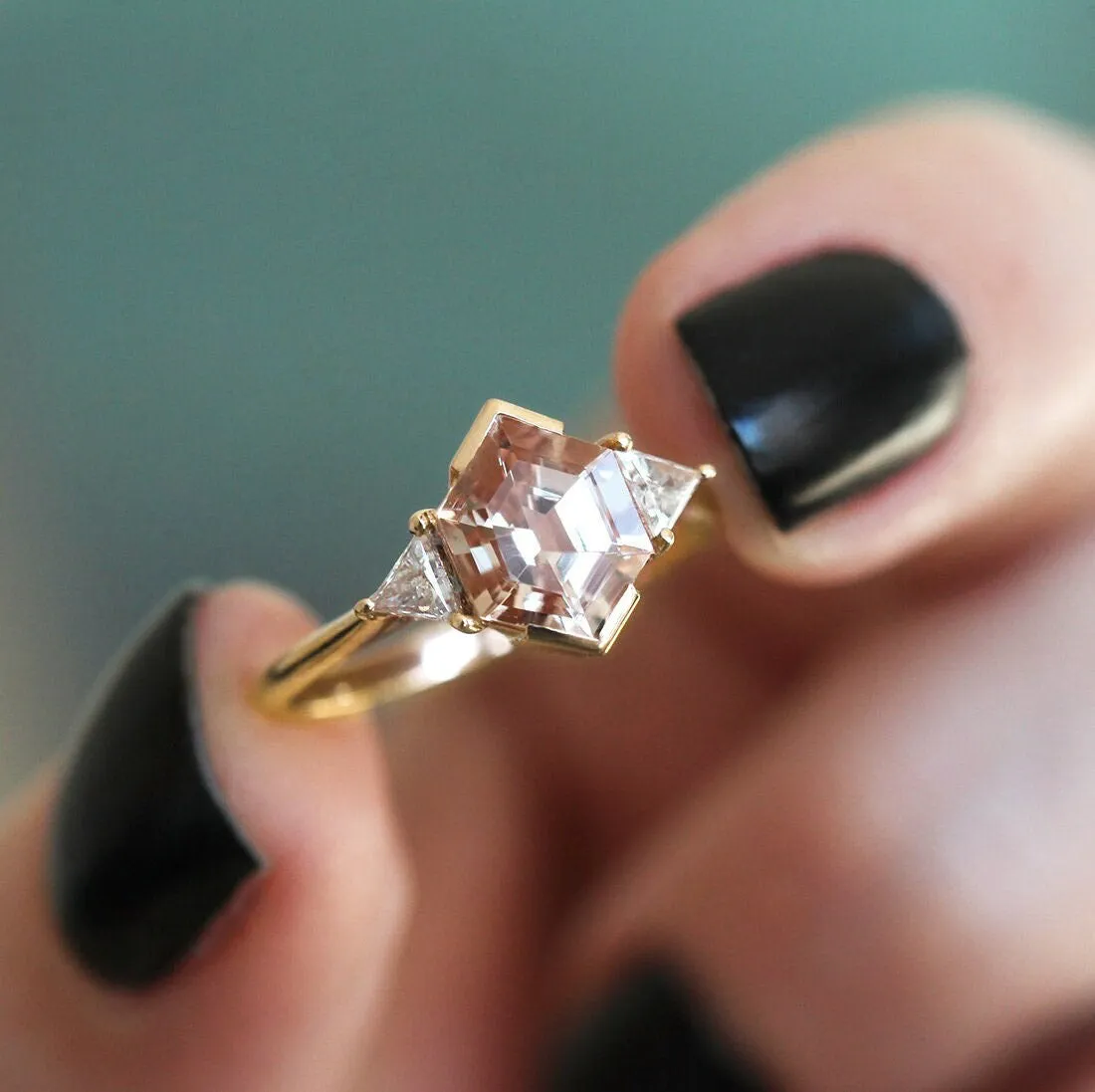Nadine Hexagon Morganite Ring