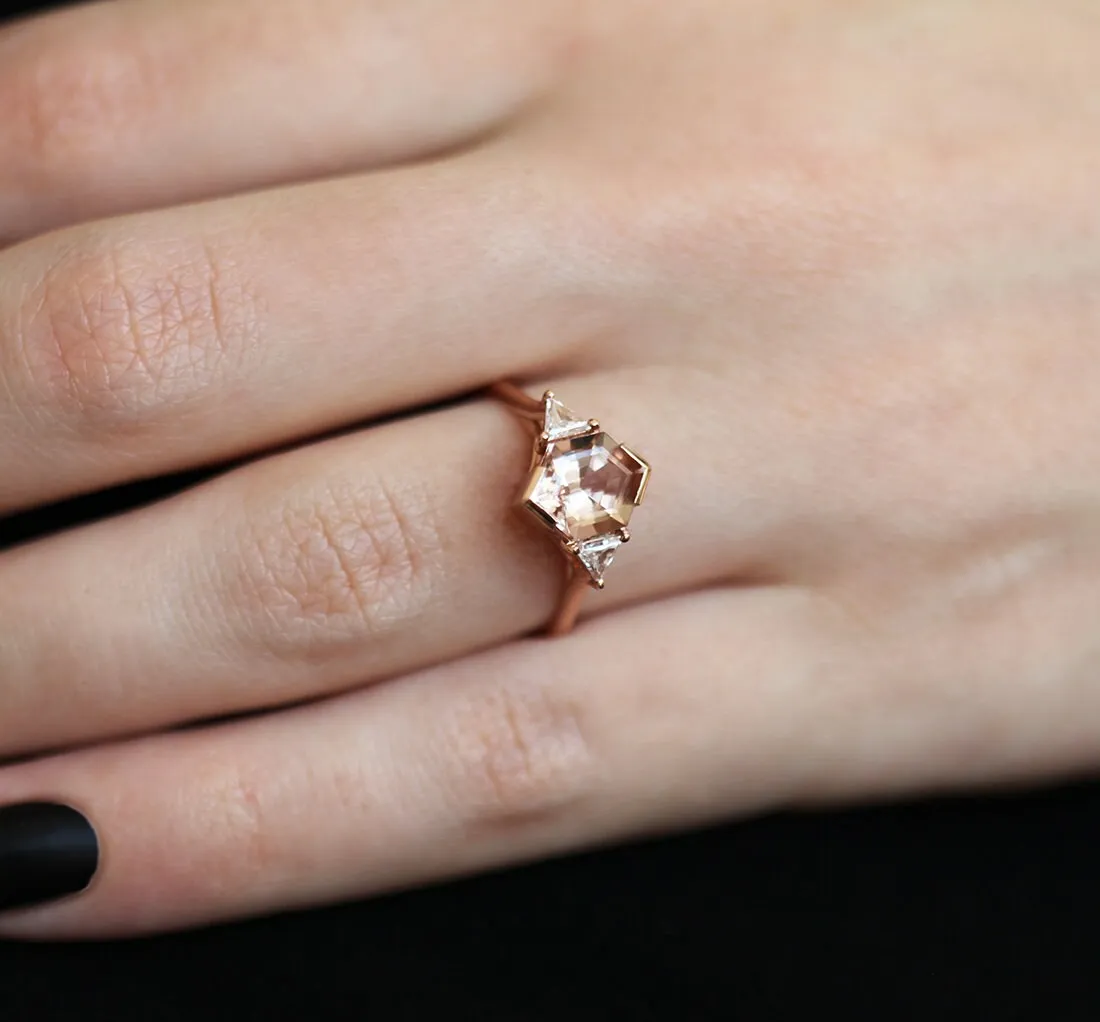 Nadine Hexagon Morganite Ring
