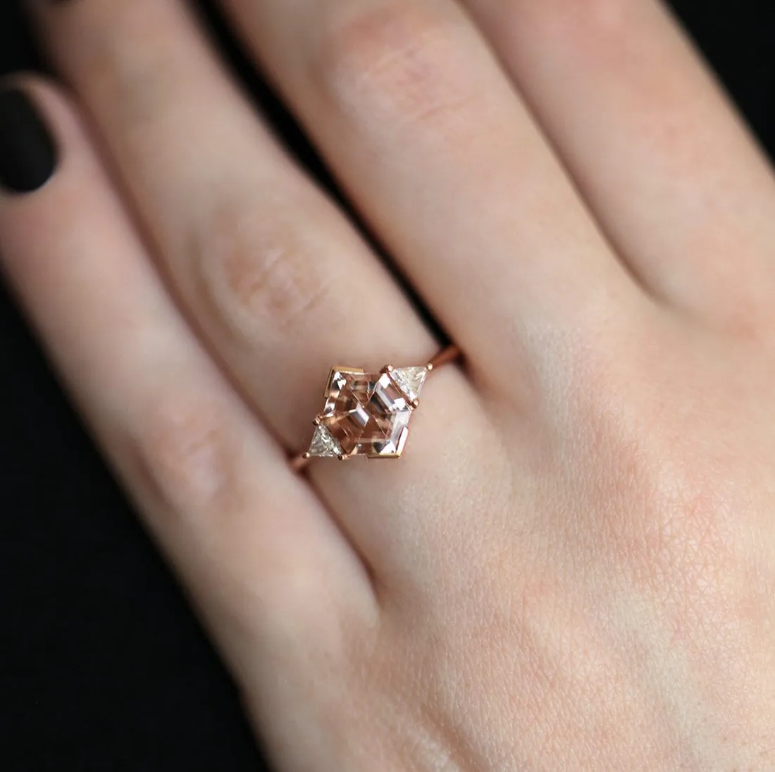 Nadine Hexagon Morganite Ring